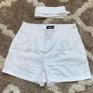 High Waisted Linen Blend Shorts